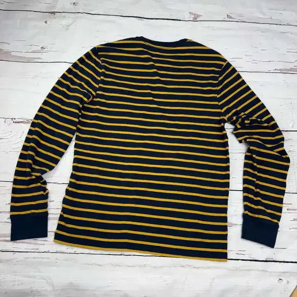 J.Crew Re-Imagined Navy Yellow Striped Long Sleeve Top Size M - Picture 4 of 8